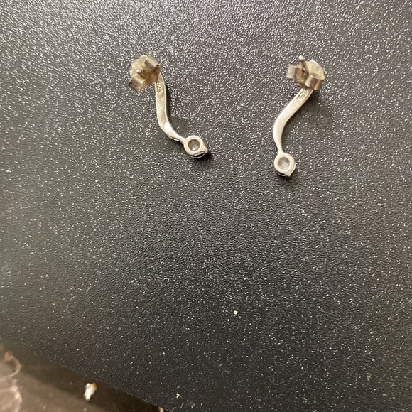 Sterling Silver Swirl Drop Earrings with Diamonds - Picture 6 of 6